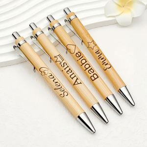 Bolígrafo de Bambú Grabado Personalizado, Bolígrafo con Nombre/Fecha/Icono, Regalo para Profesor, Boda, Graduación - Product Image 1