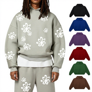 เสื้อฮู้ดดี้ผู้ชายทรงหลวมแบบครอป ผ้าเฟรนช์เทอร์รี่ 500GSM ดีไซน์หรูหรา ประดับคริสตัล พิมพ์ลายนูน <span class=keywords><strong>3</strong></span> มิติ แบบสั่งทำพิเศษ สำหรับแบรนด์เสื้อผ้าของคุณเอง - Product Image 1