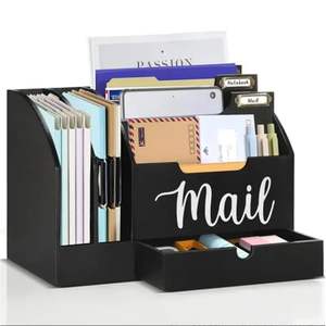 แฟ้มใส่เอกสาร กระดาษ แฟ้มเอกสาร กล่องเก็บของบนโต๊ะทำงาน กล่องจัดระเบียบลิ้นชัก กล่องจัดระเบียบเอกสารบนโต๊ะทำงาน วัสดุพีวีซี ไม้ พลาสติก ชั้นวางเก็บของ - Product Image 4