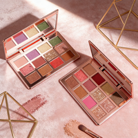 Palette de fards à paupières or rose 12 couleurs vente en gros marque privée poudre pour les yeux scintillante de maquillage végétalien faites votre propre fard à paupières personnalisé