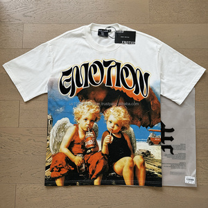 เสื้อยืดคุณภาพสูง ผ้าฝ้าย 100% หนานุ่ม พิมพ์ลายกราฟิก สไตล์สตรีทแวร์ ทรงโอเวอร์ไซส์ สำหรับผู้ชาย รุ่น Mixed Emotions - Product Image 2