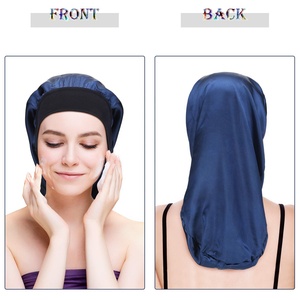 UNIQ-gorro largo de satén para dormir, gorro holgado de <span class=keywords><strong>pelo</strong></span>, grande, de seda, banda ancha elástica de 2,36 pulgadas, para dormir por la noche - Product Image 5