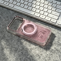 Coques de téléphone à cadre métallique avec chargement sans fil et support brillant en TPU+PC haute transparence pour iPhone 17 Pro Max
