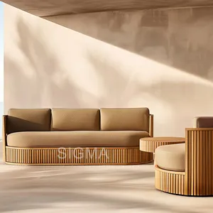 Nieuw Binnen Meest Populaire Luxe Villa Modern Teak Tuinmeubilair Patio Sofa Set Nieuw Ontwerp