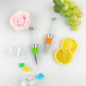 Silver Beaded Wine <b>Stoppers</b> With Long Stem Silicone Bottle <b>Stopper</b> Colored Wine Champagne Sealing <b>Stopper</b> - Product Image 1