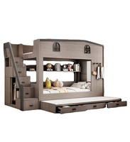Cama Literas Infantil con Bomba, Muebles para el Hogar, Estilo Nórdico, Cama Alta y Baja Moderna, Cama Literas Multifuncional Alta y Baja