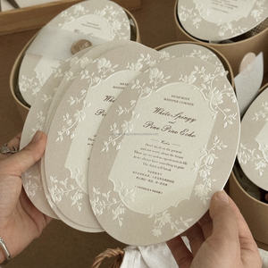 Cartes d'invitation de mariage personnalisées en relief 3D avec impression Vanille, sur papier coton grand format, design personnalisé, impression typographique - Product Image 1