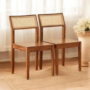 Ensemble de 2 chaises de salle à manger en bois de sheesham massif, finition miel, sièges en bois pour salle à manger, salon, meubles de maison - Product Image 1