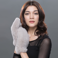 Guantes de piel de visón de invierno, mitones de punto, guantes de piel de visón Real para mujer, mitones de piel de visón tejidos de invierno, dedos cubiertos