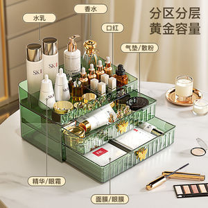 Acrylic Cosmetic Storage <b>Box</b> With Drawers Desktop <b>Makeup</b> Organizer For Skincare And Lipstick Holder Golden Transparent Design - Product Image 4