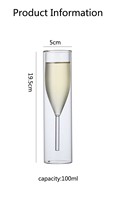 Copa de Champán de Vidrio Borosilicato Transparente de 100 ml con Copa Interior para Vino, Copa Alta Cilíndrica para Degustación de Cócteles