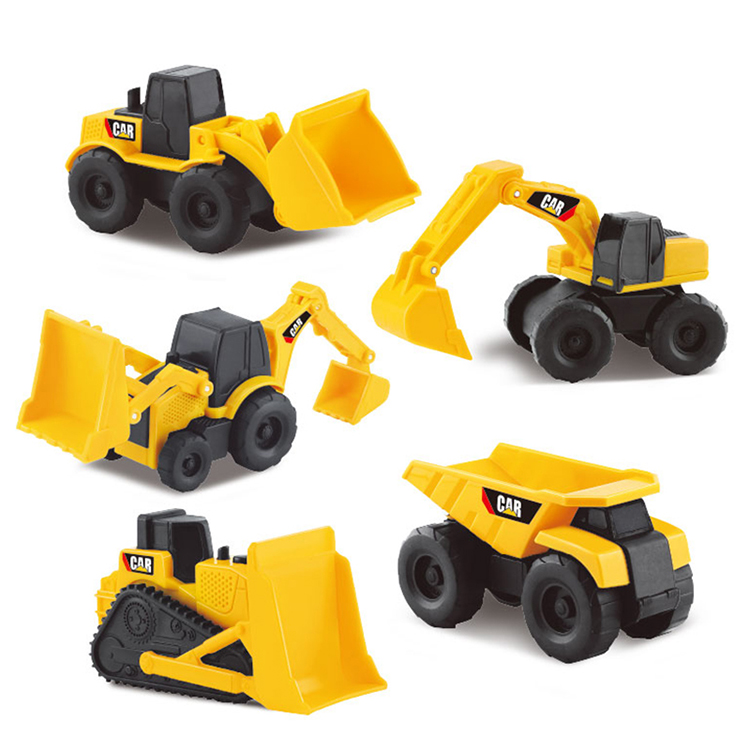 5 pcs Small Construction Vehicles in Russian Sliding Toys Vehicles Plastic Toy Car Friction Engineering Truck building car
