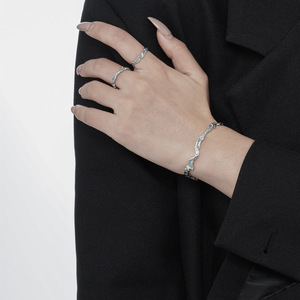 Mint Blue S925 Sterling Silver Clear Cool Girls' Jewellery Ice Lake Series Frosted Texture Drip Ring pour les mariages et les fêtes - Product Image 2