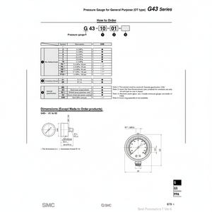 SMC Pneumatics-Manómetro de presión, manual de servicio de cumplimiento - Product Image 1