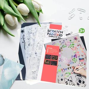 Scratch Books de dibujos animados A4 con plantilla para niños, diferentes temas, papel para rascar arcoíris grande, Nota con palos de bambú, <span class=keywords><strong>Scrtach</strong></span> Card - Product Image 5