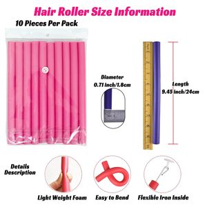 Vente directe usine – Bigoudis sans chaleur de 24 cm de long, outils de coiffure DIY, rouleaux à cheveux en éponge et caoutchouc pour usage domestique - Product Image 3