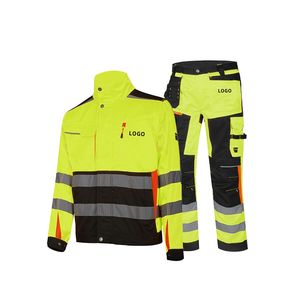 تخصيص عالية الوضوح الفلورسنت بدلات العمل الشتاء للماء مرحبا فيس جاكيتات السلامة الطريق السراويل العمل ارتداء شعار مخصص - Product Image 2