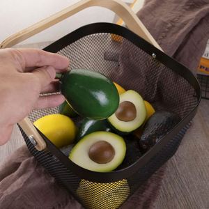 Metal <b>Mesh</b> Steel <b>Basket</b> with Handle Garden <b>Baskets</b> for Gathering Vegetables Square Hanging Storage Shelf Fruit <b>Basket</b> Bin - Product Image 4