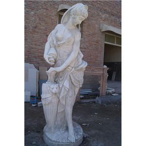 China fábrica fornecedor branco mármore esculpido pedra mármore <span class=keywords><strong>nude</strong></span> mulher anjo estátua moça escultura - Product Image 1