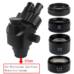 0.5x WD165 Microscopio trinocular Lente objetivo auxiliar Vidrio 0.3X 0.7X 0.75X 1X 1.5X 2X Lupa óptica Barlow Len Máscara para los ojos - Product Image 3