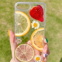 Véritable Fruit Fleur Époxy Transparent Téléphone étui pour iphone 17 16 15 14 Pro Max Plus Antichoc Housse De Protection Pressé