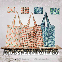 Sac fourre-tout de shopping de taille moyenne en coton écologique et polyester recyclé, avec poignée d'épaule, flexible, pliable, géométrique