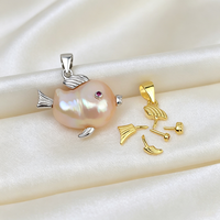 Pendentif poisson en argent S925 électroplaqué, breloque perle baroque pour la fabrication de colliers DIY, fournitures de bijoux cadeaux