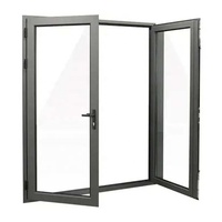 Fenêtre à battants en aluminium noir SJUMBO, design moderne de fenêtre française, triple vitrage, anti-effraction, anti-ouragan