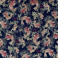 KImono japonés de lujo para vacaciones, ropa de cama de tela de algodón con estampado de peces metálicos dorados, mono de mesa, ropa de cama