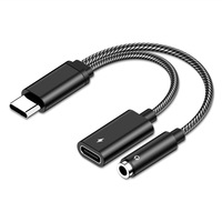 Cable Adaptador de Audio de 3.5mm a Tipo C con Carga Rápida PD de 60W para Computadoras Portátiles y Teléfonos Móviles