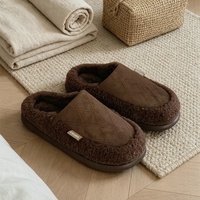 XIXITIAO Pantuflas de Algodón Afelpado con Diseño de Rombo Retro de Lujo Minimalista para Hombre, Pantuflas de Invierno Antideslizantes y Cálidas para el Hogar
