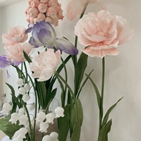 Decoratief Bloemontwerp Kunstmatige Gigantische Organza Poppy Iris Hyacint Bloem Voor Raamdecoratie Bruiloft Bloemenset