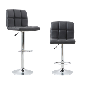 Modern Faux PU Leather <b>Bar</b> <b>Stool</b> Grid Quilted Back Chrome Metal Base Adjustable <b>Swivel</b> Counter Chair for Home <b>Bar</b> Restaurant Hot - Product Image 1