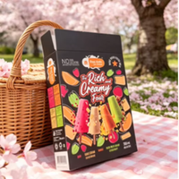 Emballage de bâtonnets glacés imprimé sur mesure, design coloré pour desserts glacés, carton alimentaire recyclable avec logo personnalisé