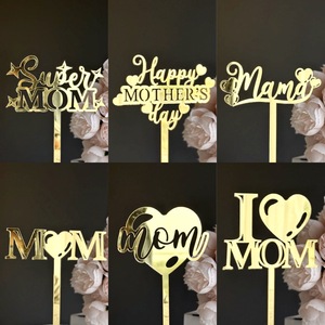 Honey And Sweetness Super Mom <b>Acrylic</b> Cake Topper Mother's Day Decoration Gold <b>Mirror</b> Finish 1.3Mm Thickness Cake Plugin - Product Image 5