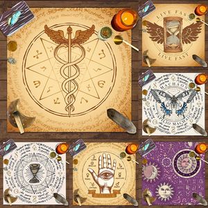 Mantel de poliéster económico para tarot, con diseño misterioso de runas y fases lunares modernas, tela decorativa para juegos de mesa, poliéster para rituales de sacrificio de brujas - Product Image 1