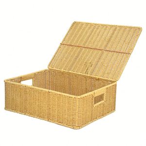 Armario doméstico económico, ropa de juguete, almacenamiento multifunción, organización de ratán, cestas de almacenamiento de plástico con tapa con asa - Product Image 3