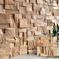 Panneau mural décoratif en mosaïque de bois massif, forme géométrique, carreaux de mosaïque en bois pour mur de réception de bureau, mur d'exposition, mur d'accentuation