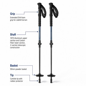 Bastones <span class=keywords><strong>de</strong></span> Esquí <span class=keywords><strong>de</strong></span> Aluminio y Carbono Zeroring, Ajustables, para Esquí <span class=keywords><strong>de</strong></span> Montaña, con Empuñadura Extendida <span class=keywords><strong>de</strong></span> EVA - Product Image 2