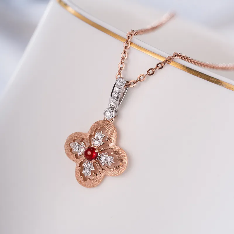 Hot Sale Natural Ruby Classic Necklace Pendants 18k gold Pendant Women Fine natural diamond Jewelry