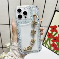 Étui de téléphone tendance avec détails floraux élégants, étui scintillant pour Redmi Note 14 Pro A5 A1 13 pour G54 S84 G55 G35 avec cordon