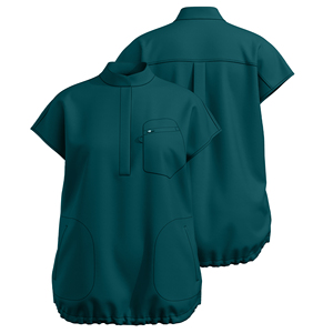 Kitmaz Women's Mandarin Collar Scrub Tops - Soft Stretch Oversized Fit with 3 Pockets - Product Image 3