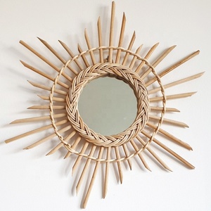 Espejo de pared decorativo de diseño de alta calidad, hecho de bambú y ratán, espejo de bambú de ratán en forma de estrella de Vietnam - Product Image 1