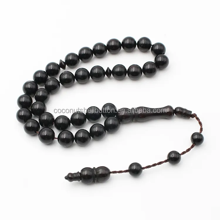 Amazon supply islamic Tasbeeh 33 perline 8 mm Kuka seeds rosario di preghiera musulmano nero