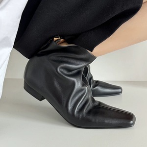 Botines de Mujer con Punta Cuadrada Minimalistas Franceses 2026, Tacón Plano, Cierre Trasero, Botas de Moda Combinables con Todo - Product Image 1