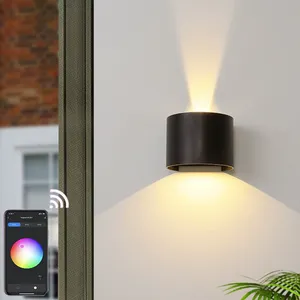 Lampe murale ronde LED RGB Wifi <span class=keywords><strong>pour</strong></span> maison connectée, luminaire de salon, chambre <span class=keywords><strong>à</strong></span> coucher, fonctionne avec Alexa et Google Assistant Tuya, autres applications - Product Image 3