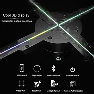 Hdfocus disprodutor de led 3d, wifi 65cm 3x3 holo sincronizado vídeo de parede ventilador holograma