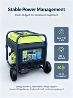7500W Inverter-Generator 9000W Startleistung mit Elektrostart Reine Sinuswelle für Baustelle und Notstromversorgung zu Hause