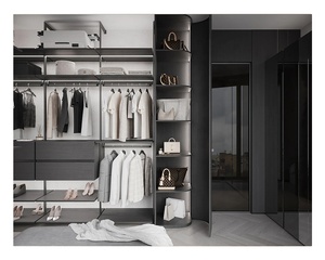 Smart Open Almirah Mdf colore nero moderno armadio a <span class=keywords><strong>parete</strong></span> disegni armadio <span class=keywords><strong>camera</strong></span> da letto principale - Product Image 3
