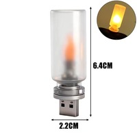 Lampe d'ambiance décorative à LED en verre USB 5V avec effet de flamme vacillante pour l'intérieur de la voiture, la maison et l'ambiance de Noël